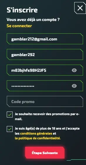 Vérification de compte Casinozer